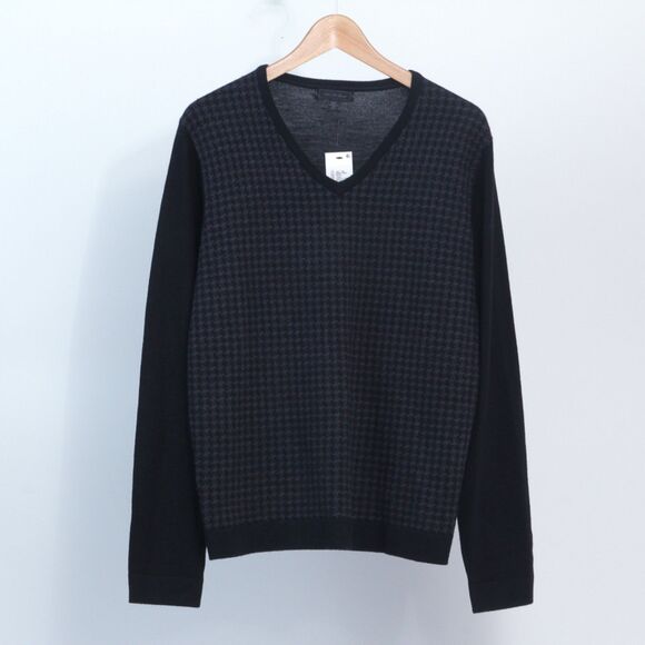 Saks Fifth Avenue Other - NWT Saks 5th Avenue Mens Black V-Neck Ribbed Merino Wool Pullover Sweater Medium